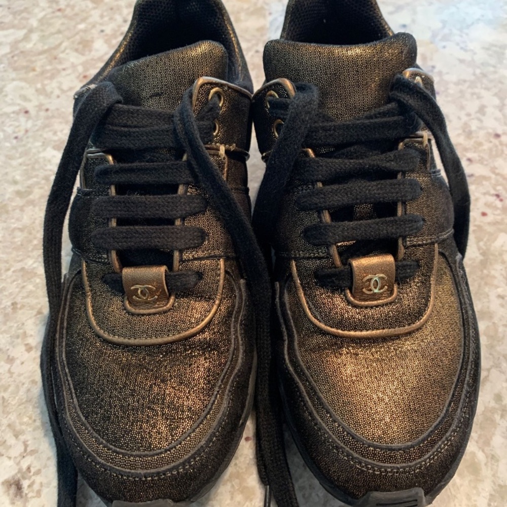 Chanel gold sneakers